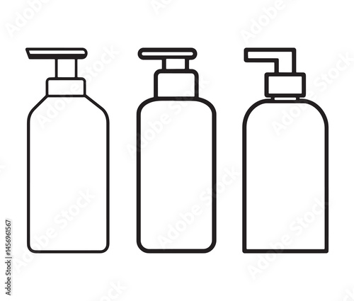 Spray bottle silhouette. Cosmetic dispenser bottle icons. Minimalist pump bottle illustrations.