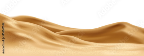Golden Sand Dunes Vector Illustration Depicting Wavy Desert Shapes in a Minimalistic Style on a White Background, Highlighting Natural Elegance