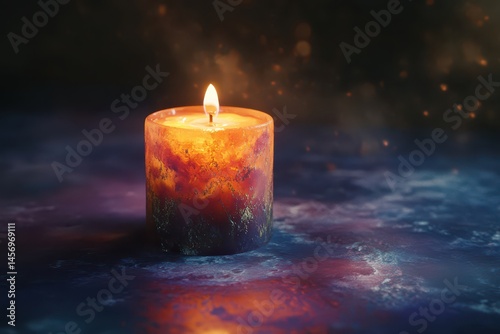 3D illustration of single candle burning in darkness symbolizing hope and unity for Earth Hour with soft ambient glow and realistic wax texture