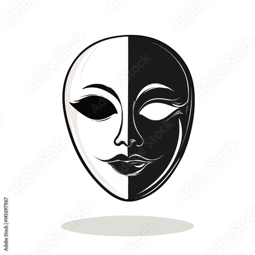 Mask symbol - black and white design for tattoos, logos and vectors - isolated on white