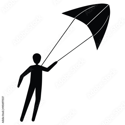 Silhouette of a Person Kite Surfing, Windsurfing, or Kitesurfing