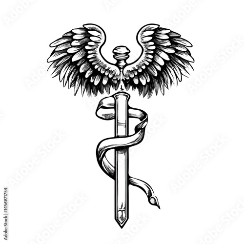 Medical Cross symbol - black and white design for tattoos, logos and vectors - isolated on white