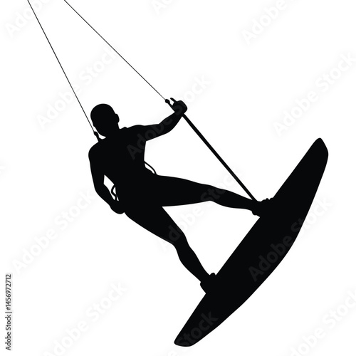 Silhouette of a Wakeboarder in Action Extreme Water Sports