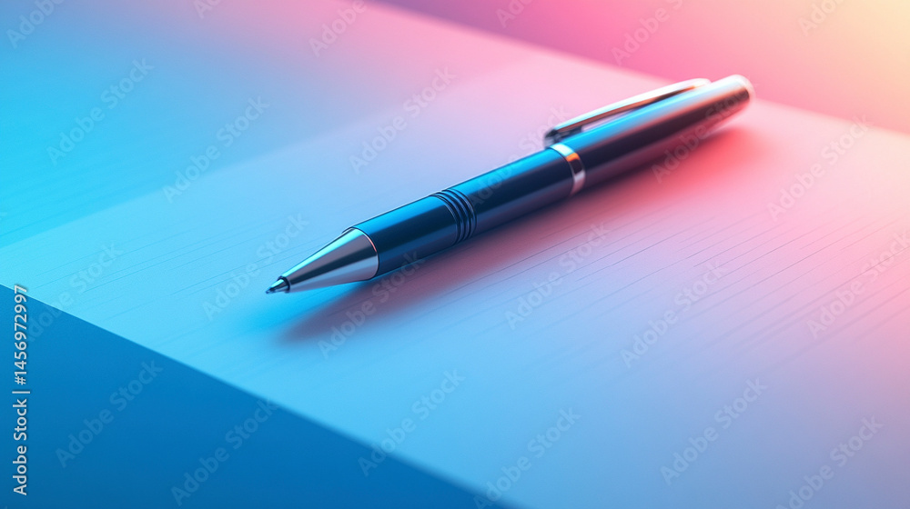 Minimalist isometric pen and note icons fading in from the lower right, business routine theme Minimalist isometric pen and note icons fading in from the lower right, business routine theme