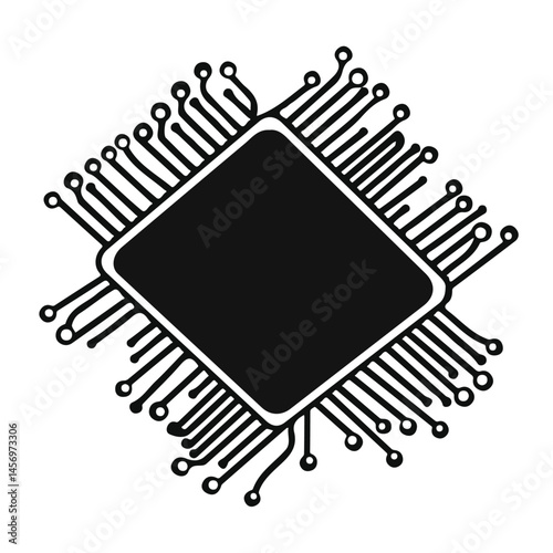 Microchip symbol - minimalist black and white vector art - perfect for tattoos, logos - isolated on white