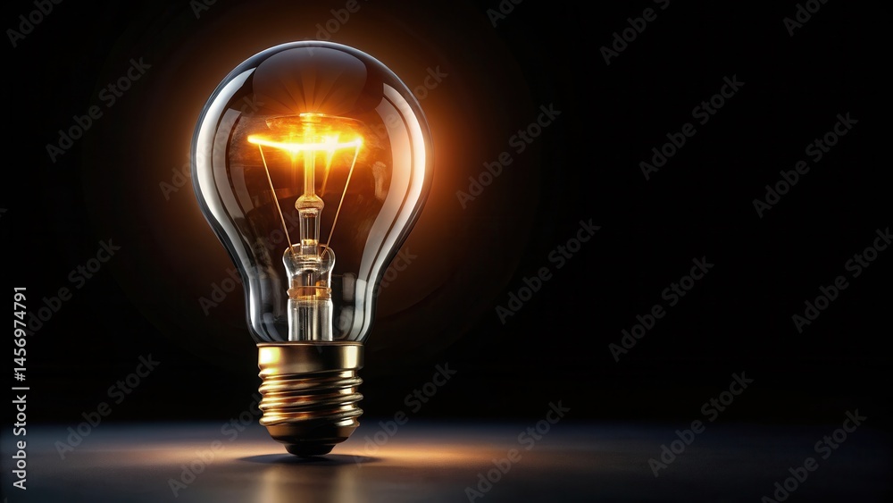 Tungsten light bulb with glowing filament on black background, isolated and spotlighted Tungsten light bulb with glowing filament on black background, isolated and spotlighted