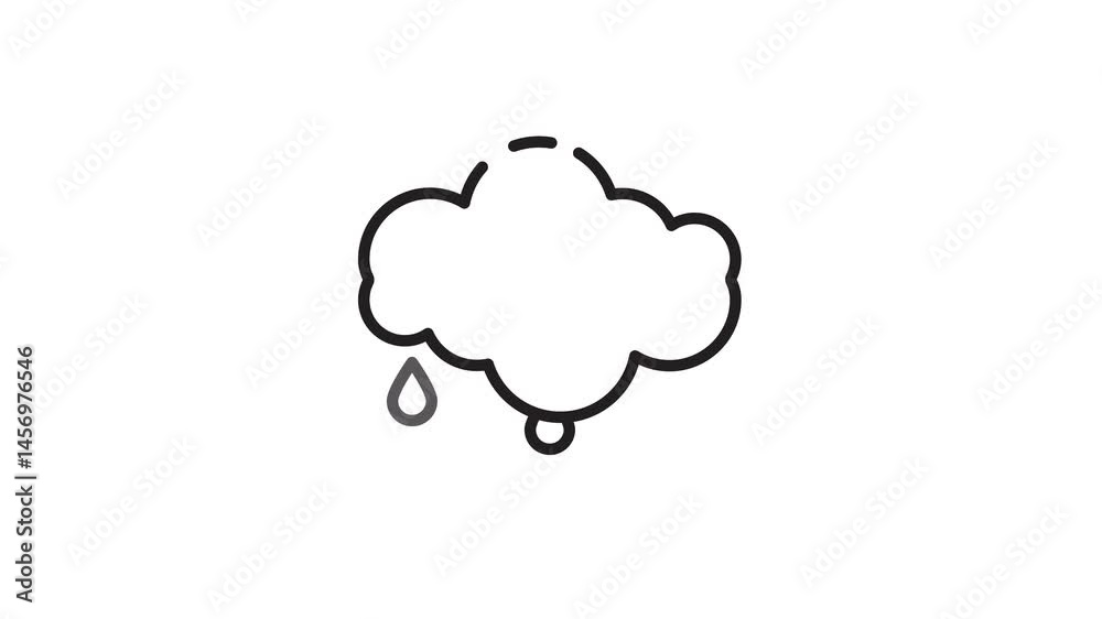 Rain Cloud Icon Animation Loop 4k Transparant