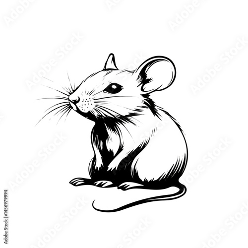 Mouse symbol - black and white design for tattoos, logos and vectors - isolated on white