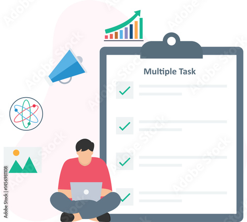 Multiple task management or multitasking, task prioritization or time management, goal setting or milestone tracking, productivity tools or task management software, delegation or team collaboration