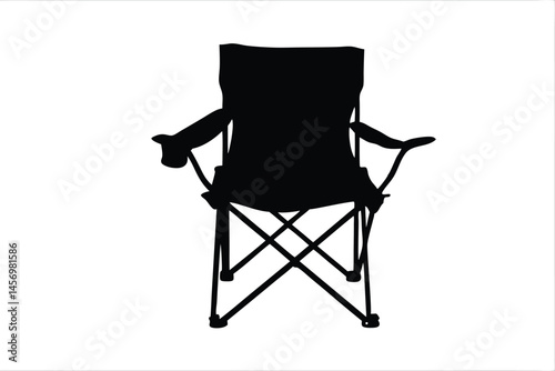 camping chair silhouette vector, folding chair black symbol