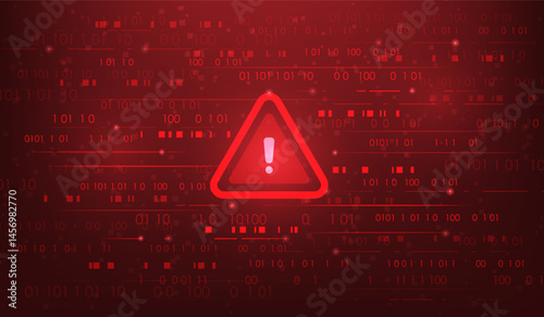 warned virus malware attack in cyber security technology red dark background. hacker cyber security internet online. vector illustration hi tech background.