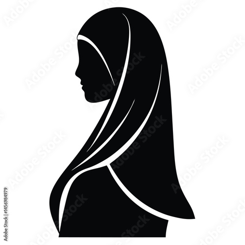 Elegant Silhouette of a Woman Wearing a Hijab
