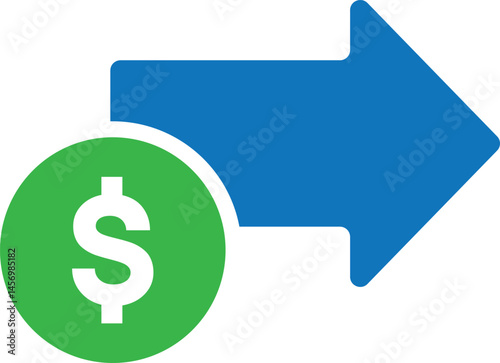 Increase and decrease dollar arrow icon. USD up and down sign symbol