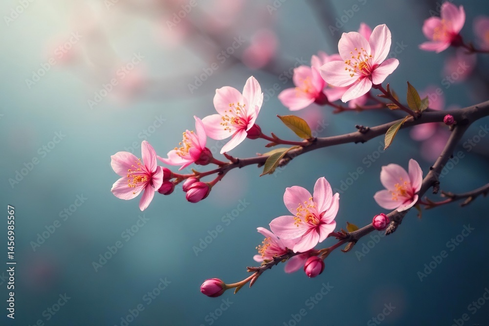 Fototapeta premium Delicate blossoms, flowing stems, muted palette, blossom, craft, stem