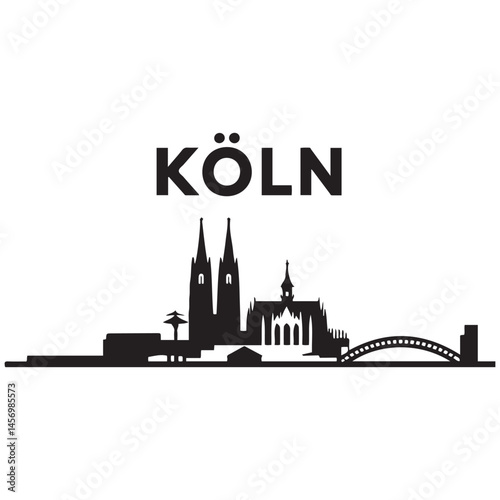 KÖLN NRW Deutschland City Skyline Vector Black silhouettes. with white background
