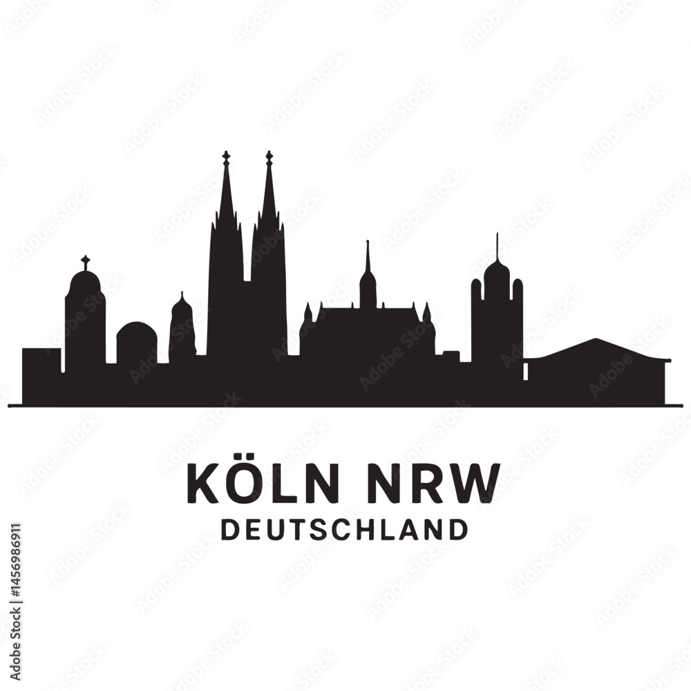 Naklejka premium KÖLN NRW Deutschland City Skyline Vector Black silhouettes. with white background