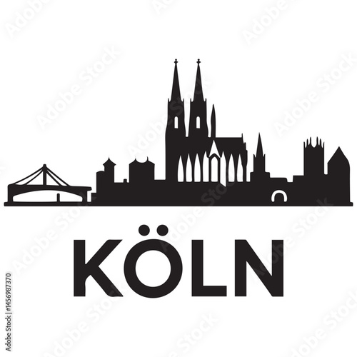 KÖLN NRW Deutschland City Skyline Vector Black silhouettes. with white background