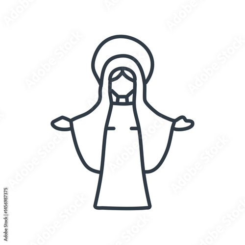 Mother Mary Line Art.