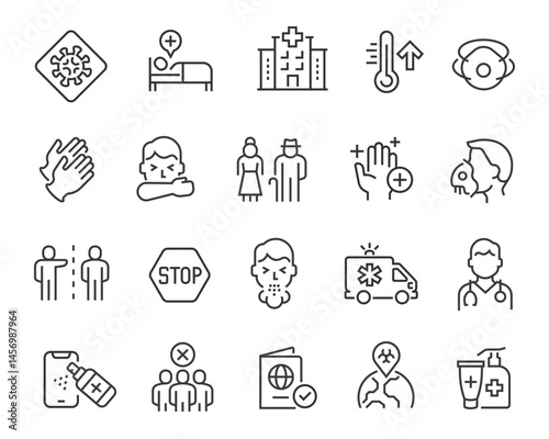 Health and Safety Icons Set in Line Style
Icons are ready for use, popular in search.