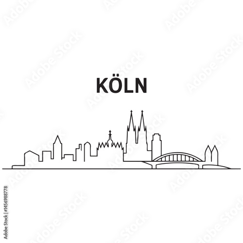 KÖLN NRW Deutschland City Skyline Vector Black silhouettes. with white background