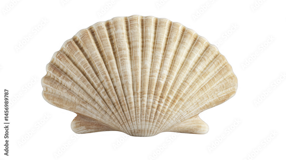 Elegant seashell, showcasing its natural ridges and texture in a fan-like shape, presenting the beauty of ocean's treasures on a transparent background, PNG image, PNG file. Elegant seashell, showcasing its natural ridges and texture in a fan-like shape, presenting the beauty of ocean's treasures on a transparent background, PNG image, PNG file.