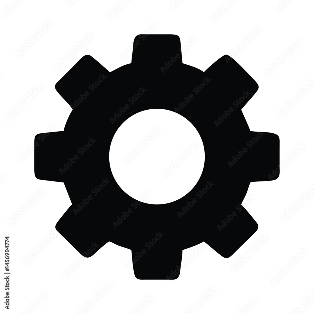 Simple Black Gear Icon for Engineering or Technology Concepts Simple Black Gear Icon for Engineering or Technology Concepts