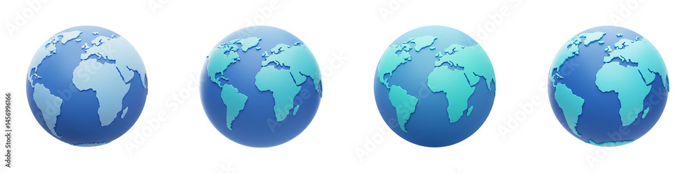 Set of Globe Icons with Earth Design Isolated on Transparent Background Set of Globe Icons with Earth Design Isolated on Transparent Background