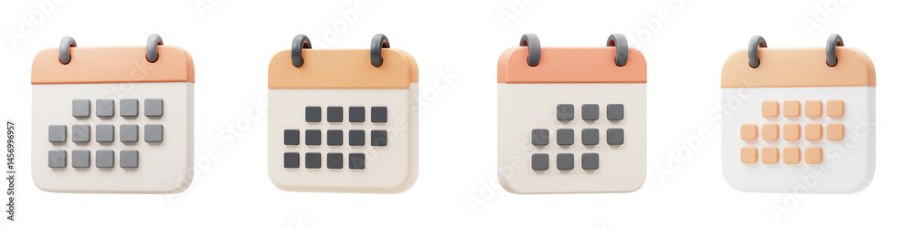 Set of Calendar Icons with Simple Design Isolated on Transparent Background Set of Calendar Icons with Simple Design Isolated on Transparent Background