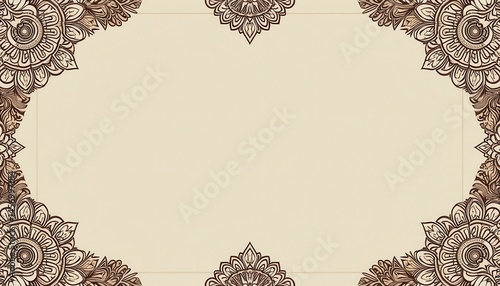 Intricate, decorative floral frame on a light beige background.