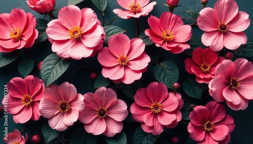 Densely packed stylized blossoms, monochromatic palette, sophisticated, subtle
