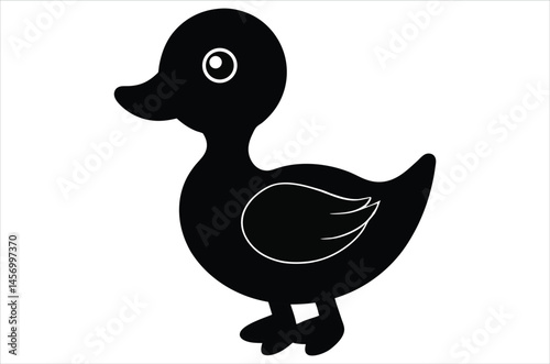 Duck silhouette, vector art, illustration, animals, cartoon on white background.