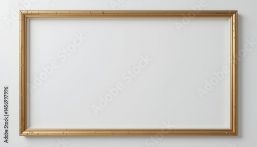 Empty gold picture frame against a plain background.