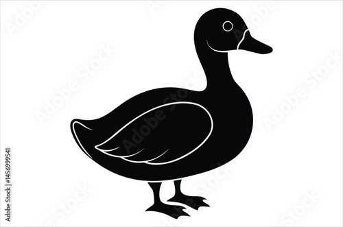 Duck silhouette, vector art, illustration, animals, cartoon on white background.