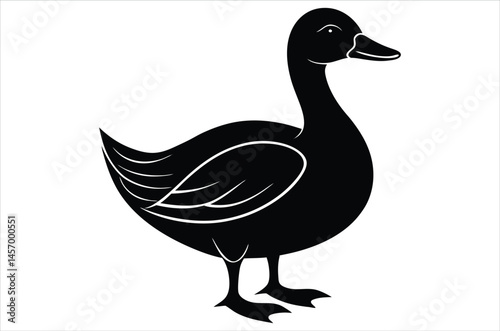 Duck silhouette, vector art, illustration, animals, cartoon on white background.