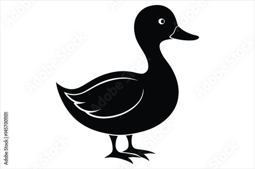 Duck silhouette, vector art, illustration, animals, cartoon on white background.