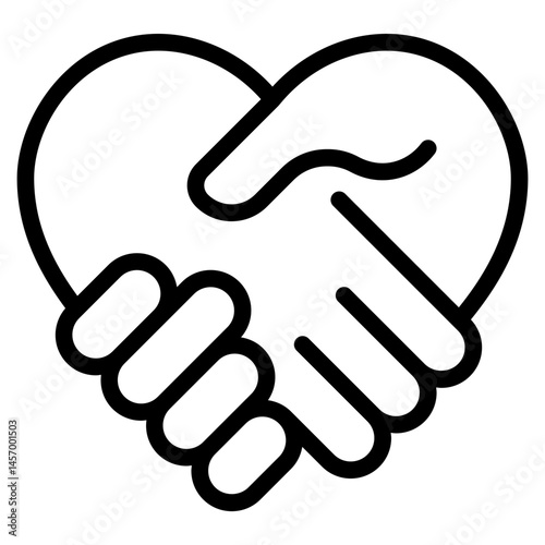 Heart handshake  icon in vector illustration