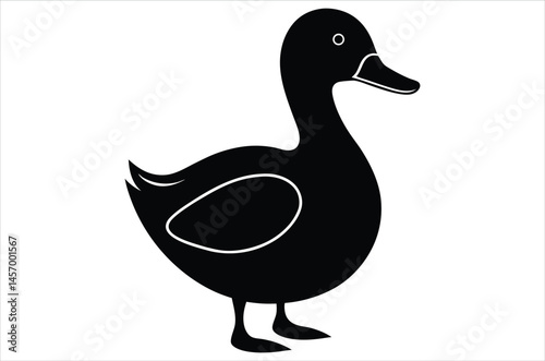 Duck silhouette, vector art, illustration, animals, cartoon on white background.