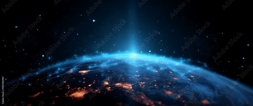 Fototapeta premium Global Network of Light and Connections