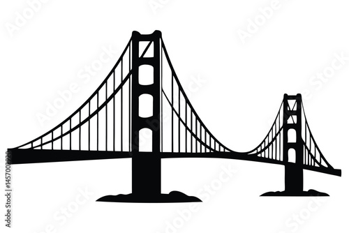 golden gate bridge black silhouette vector, bridge isolated 