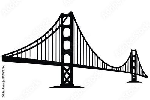 golden gate bridge black silhouette vector, bridge isolated 