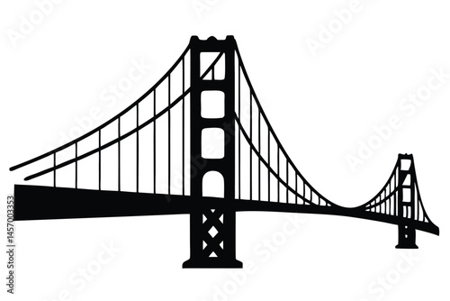 golden gate bridge black silhouette vector, bridge isolated 