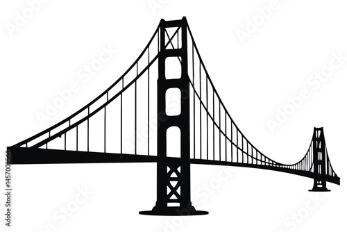 golden gate bridge black silhouette vector, bridge isolated 