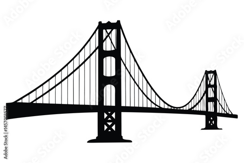 golden gate bridge black silhouette vector, bridge isolated 