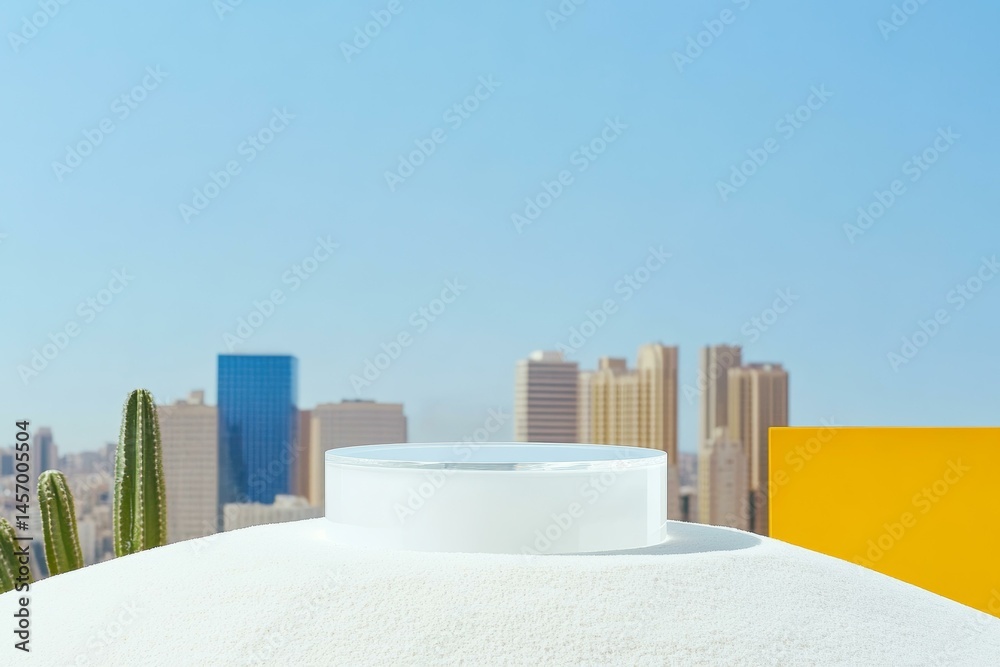 Naklejka premium Modern Rooftop Architecture View with Empty Display