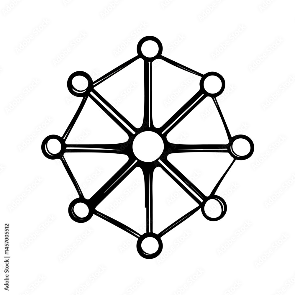 Nanotechnology symbol - minimalist black and white vector art - perfect for tattoos, logos - isolated on white Nanotechnology symbol - minimalist black and white vector art - perfect for tattoos, logos - isolated on white