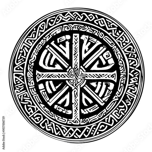 Black and white Norse Runes symbol, perfect for tattoos, vectors, logos, isolated on a white background.