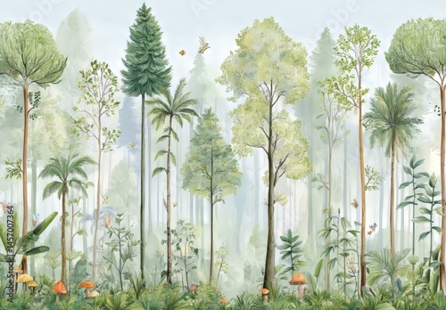 Misty Forest Illustration for Childrens Room