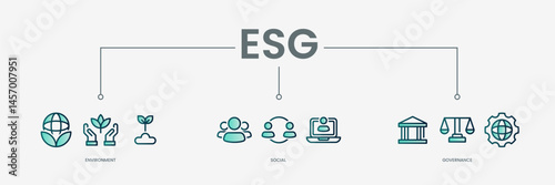 ESG set icon with modern green concept