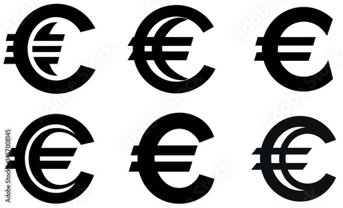 solid black Euro currency symbols, arranged in a grid format against a plain white background