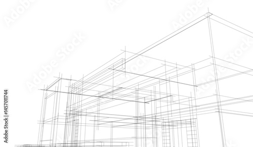 Architectural drawing vector 3d illustration
